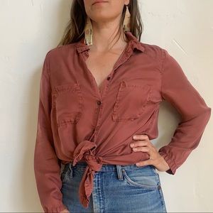 OSKA tunic top Medium Large Button Pink Size 2